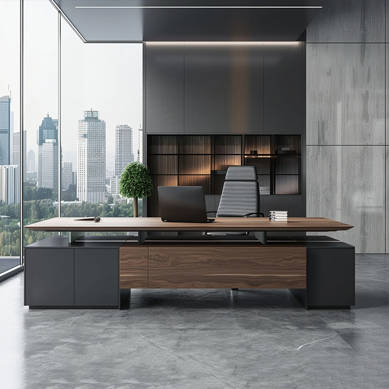 SaintcyOffice's tweet image. Architectural tension. A vast walnut worktop meets a sculptural cantilevered leg, balanced by massive charcoal storage. A bold statement of modern visionary power and structural clarity. saintcyspace.com: SAINTCYFURNITURE3 #executiveoffice #ceostyle