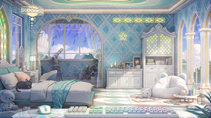 menghuaart's tweet image. 今回の進捗は少し遅れています。3つのカラーバリエーションを作成したためです。みなさんはどの配色が好きですか？#vtuberbackground #backgroundartist #VtuberAssets #Vtuber素材 #配信素材 #背景素材           BOOTH链接:menghua.booth.pm/items， vgen.co/Dream-art/shop