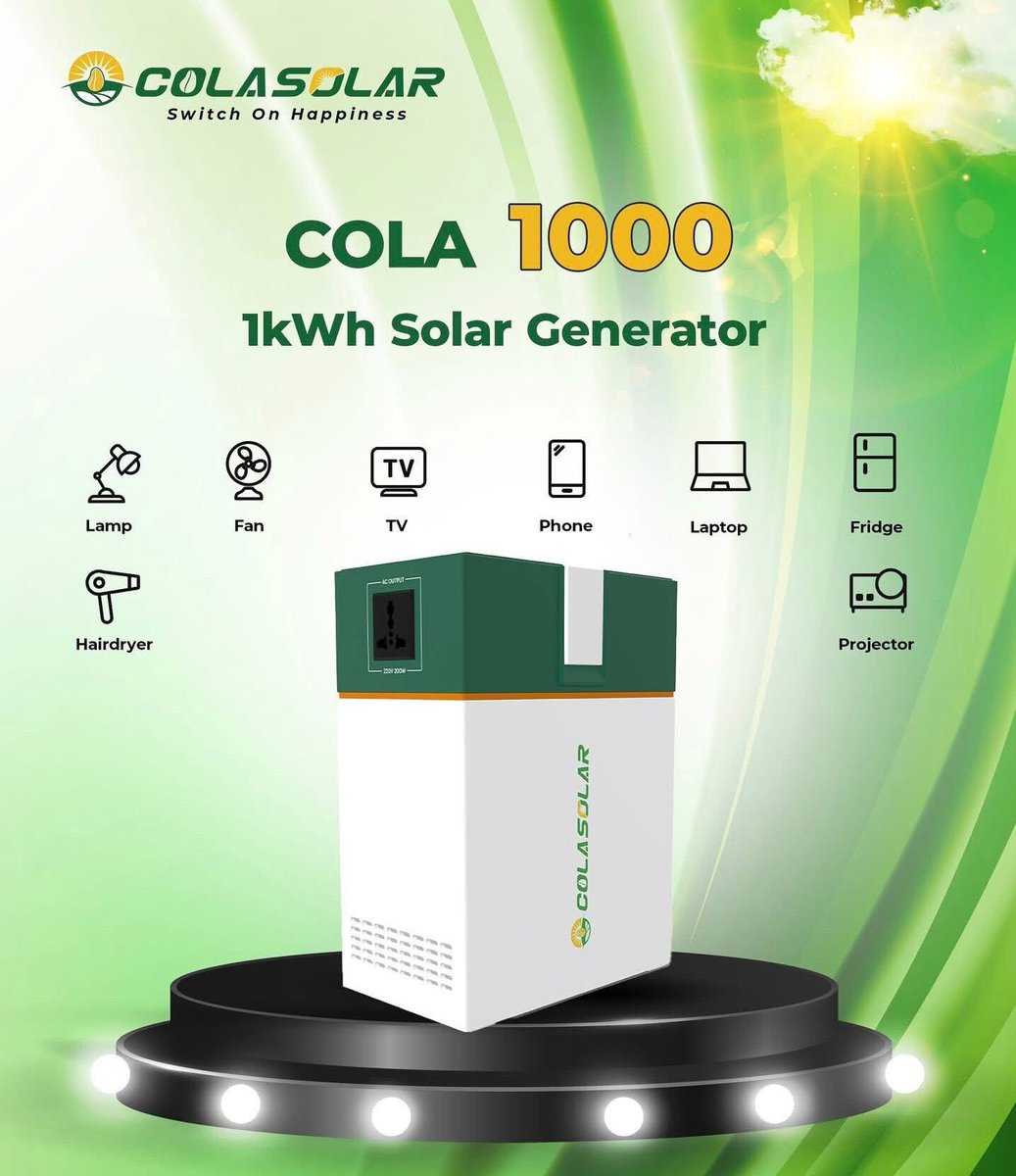 nasiru_almansur's tweet image. Cola Solar is the best Solar generator that can satisfied your needs as a Nigeria and beyond. 
📞09062321097 (Almansur)
Address: Civic Center ultra modern market Kano,Nigeria.
#solargenerator
#colasolar 
#salesrep