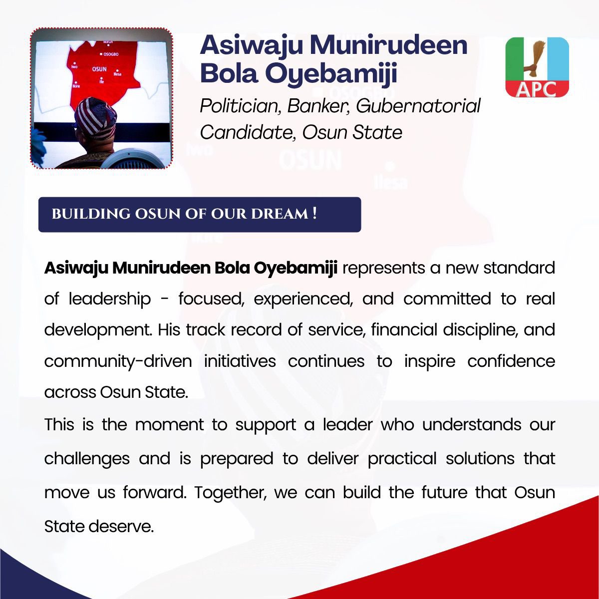 OlamideAlawode_'s tweet photo. Who is AMBO? @OyebamijiBola 

#AMBOIsCapable #SupportAMBO #Osun2026 https://t.co/0EPR26QVVB