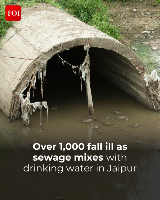 timesofindia's tweet image. #Rajasthan | Residents of Ward 45 in Sushilpura are grappling with a severe public health crisis, as sewage-contaminated drinking #water over the past week has left more than 1,000 people unwell. #Children and the elderly have been the worst affected, with complaints of stomach