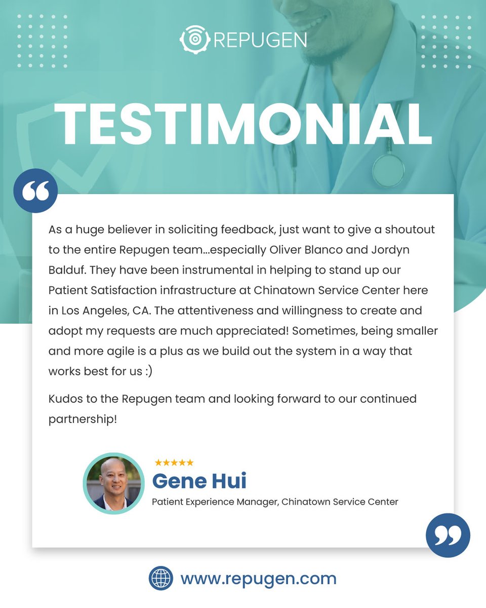 RepuGen_'s tweet image. Real feedback. Real impact.

Thank you, Gene, for trusting us. 💙

Let us do the same for you: repugen.com/schedule-a-liv…

#RepuGen #PatientExperience #HealthcareReputation