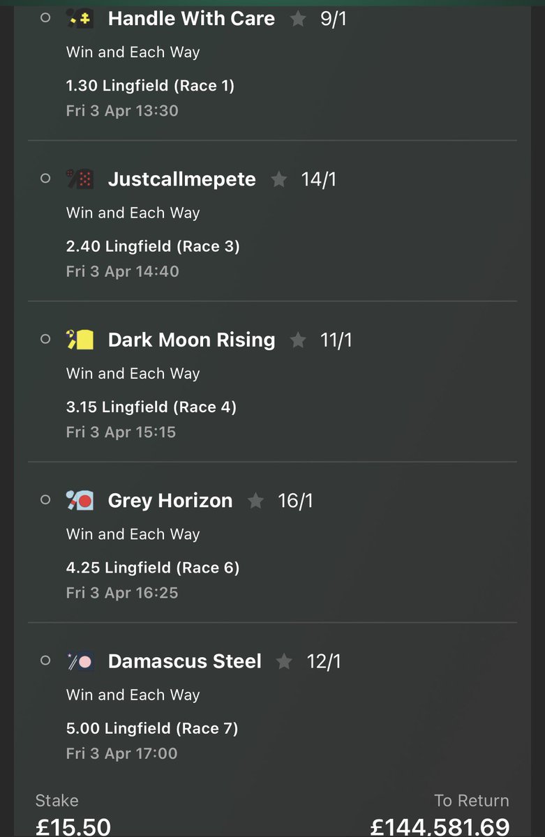 Slicktipss's tweet photo. @DFrankcom Our Lingfield fancies for today, couple backed in nicely 🤞 https://t.co/V7rSJGKO1X