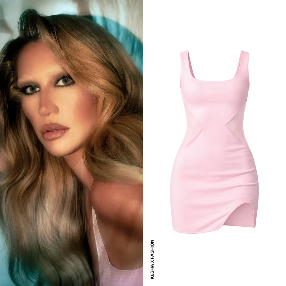 KeshaXFashion's tweet image. For the final look, Kesha donned a chiffon pink asymmetric dress with sheer mesh panels at the waist by #PH5.