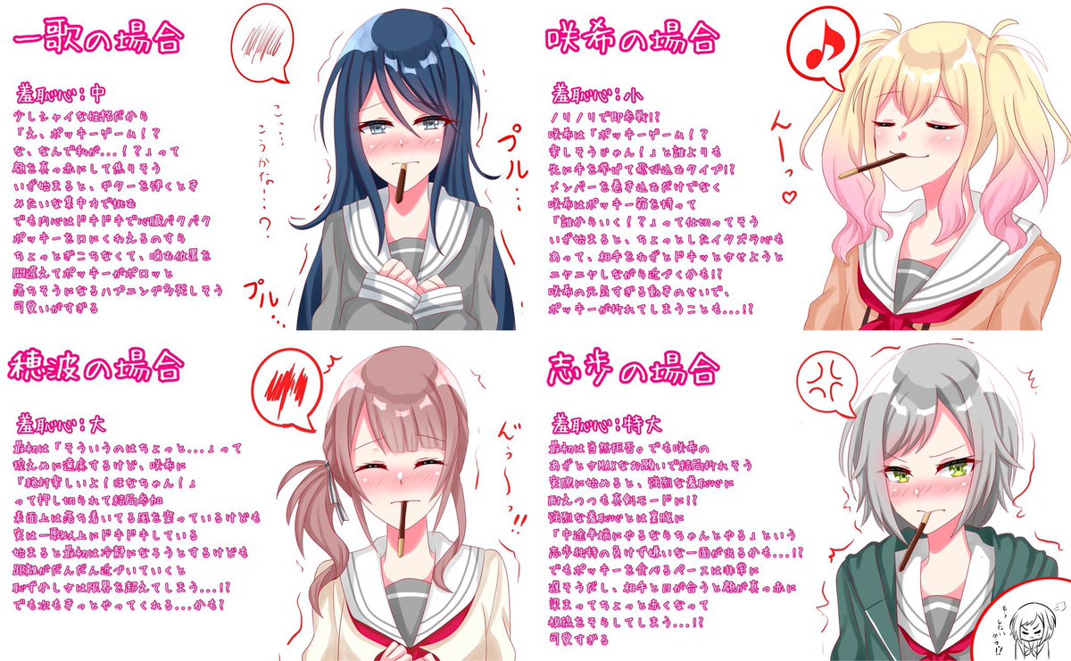 sonchoman25's tweet photo. 再掲
プセキャラのポッキーゲーム妄想（1/2）

 #prsk_FA https://t.co/rPrynQy4dU