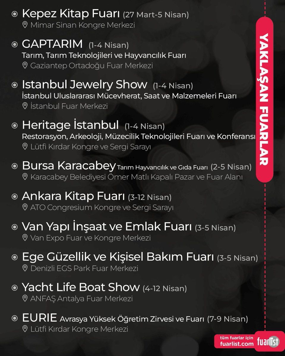 fuarlist's tweet photo. Nisan ayında sektörlerin kalbi bu fuarlarda atıyor! 🚀

Listenin tamamı ve detaylar için: https://t.co/ksPcuR8F0J 🌐 https://t.co/M1vA6T2MNF