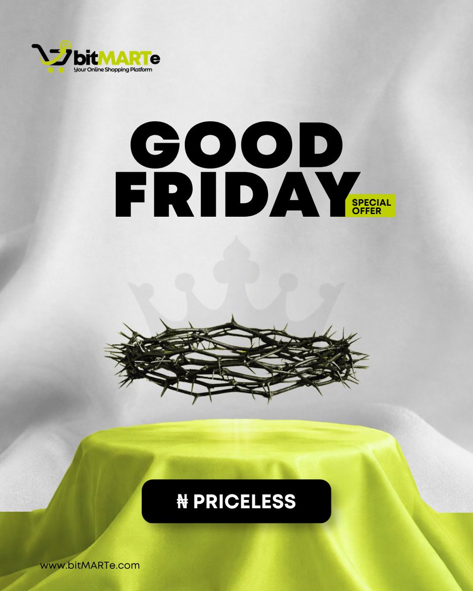 bitmartemall's tweet photo. His sacrifice — ₦ Priceless 

Today we honour the greatest love
ever shown to humanity.

Happy Good Friday. https://t.co/Jh8Y2NIsI4