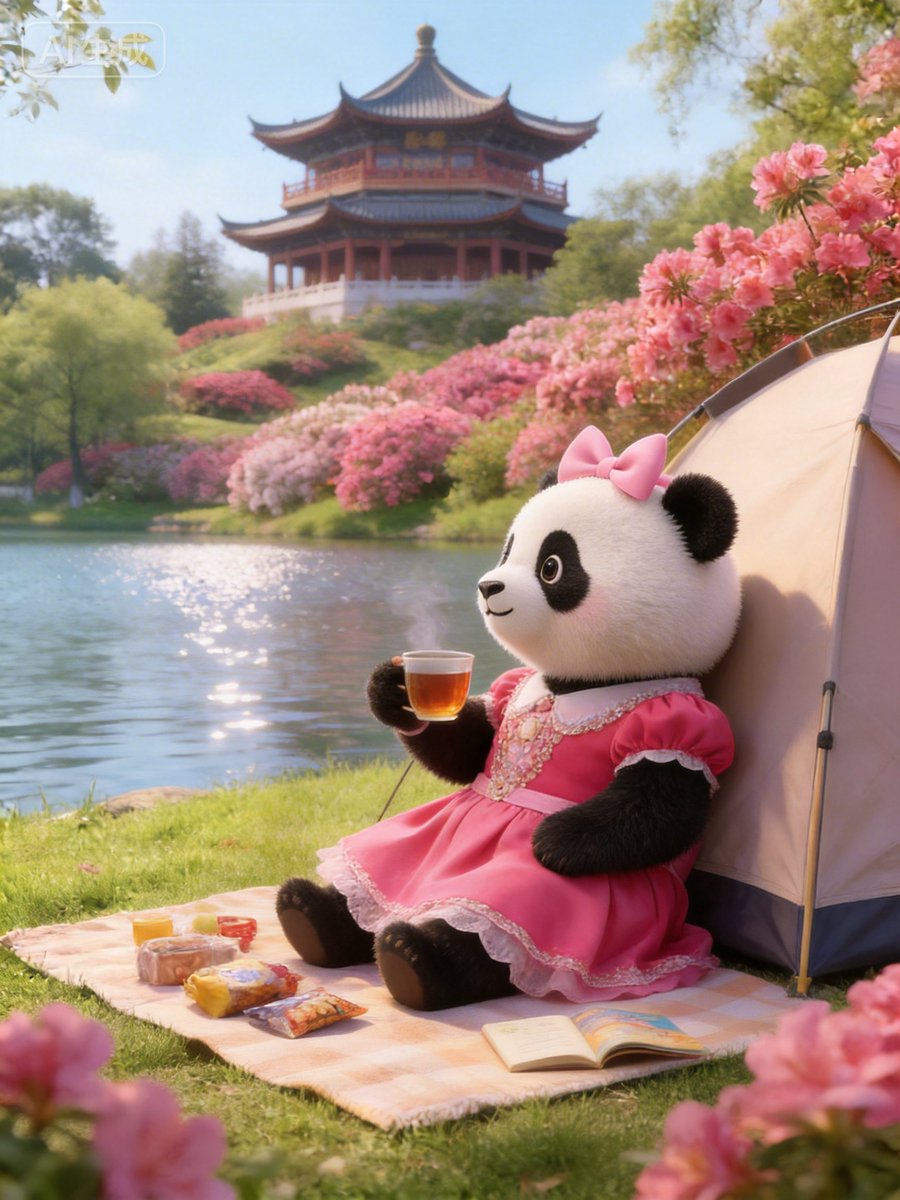 tan_hua18069's tweet photo. 🏕️Camping with 5,500 blooming azaleas? Yes please! LuHu Park is Huahua's new favorite spring hideaway. 🌺#SpringCamping #FlowerCity #PandaInNature #AIGC https://t.co/D4Gcugl8Rr
