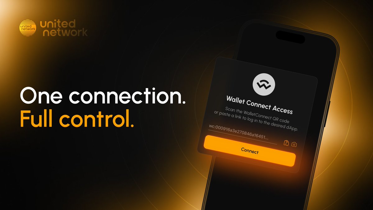 Connecting to a dApp shouldn’t feel confusing.
Here’s how it works in United Network:

1️⃣ Open the dApp
2️⃣ Tap “Connect wallet”
3️⃣ Choose <a href="/WalletConnect/">WalletConnect</a> 
4️⃣ Scan the QR or paste the link
5️⃣ Confirm — and you’re in

That’s it.

No extensions.
No switching between tools.
No