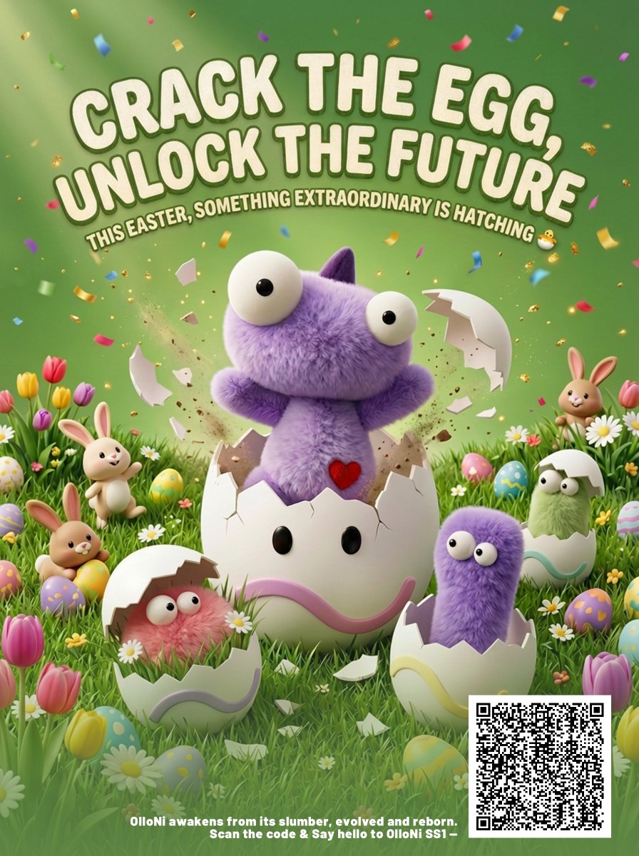 OLLOBOT_Real's tweet photo. Hey human! 😏
Something amazing is hatching just in time for Easter!
SCAN THE CODE below to say hi to OlloNi SS1, and come with us together to witness the birth.
#OllonNi  #OlloBot #cyberpet #Easter https://t.co/CQuqrT1j5K