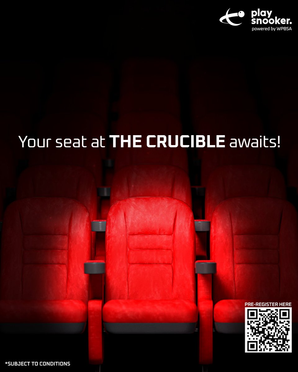 playsnookerapp's tweet photo. The Crucible is calling and this time, you aren’t just watching it on the TV 📺!

Pre-register for the Play Snooker app and you could win 2 VIP tickets to the 2026 HALO World Championship 🏆!

📱:  https://t.co/VZIRS2BUr5

#PlaySnooker #WST #WorldChampionship #Snooker https://t.co/VM7JtszeAy