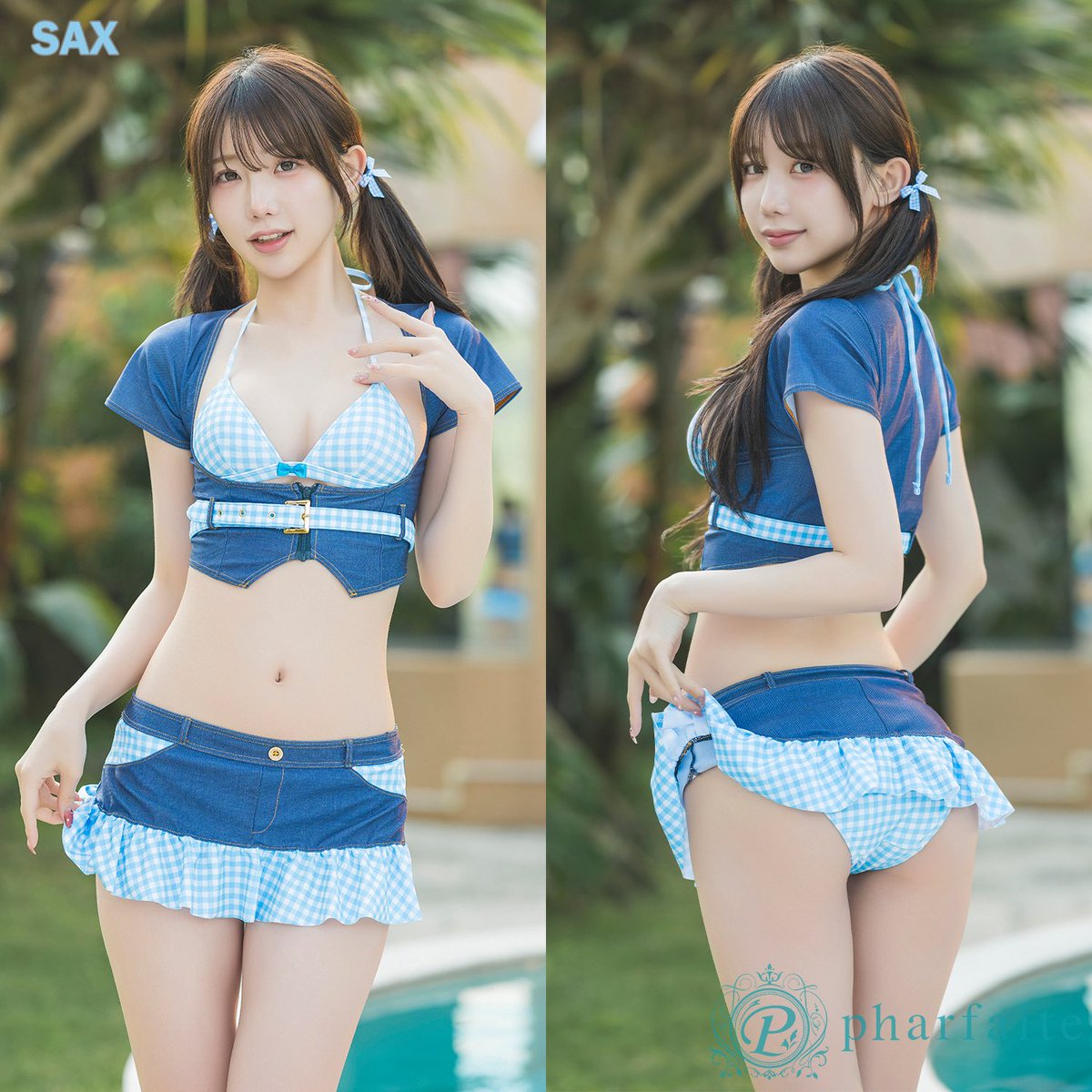 📢4/4(土)20時〜新作販売開始✨

Chill Gingham/ギンガムチェック＆デニム柄スイムウェア🍧

かき氷をモチーフにした大人気“Chill”シリーズに、衣装感たっぷりのセットアップスイムウェアが登場👙
ポップでキュートな配色に、ギンガムチェック×デニム柄の組み合わせが映えるデザインです💞