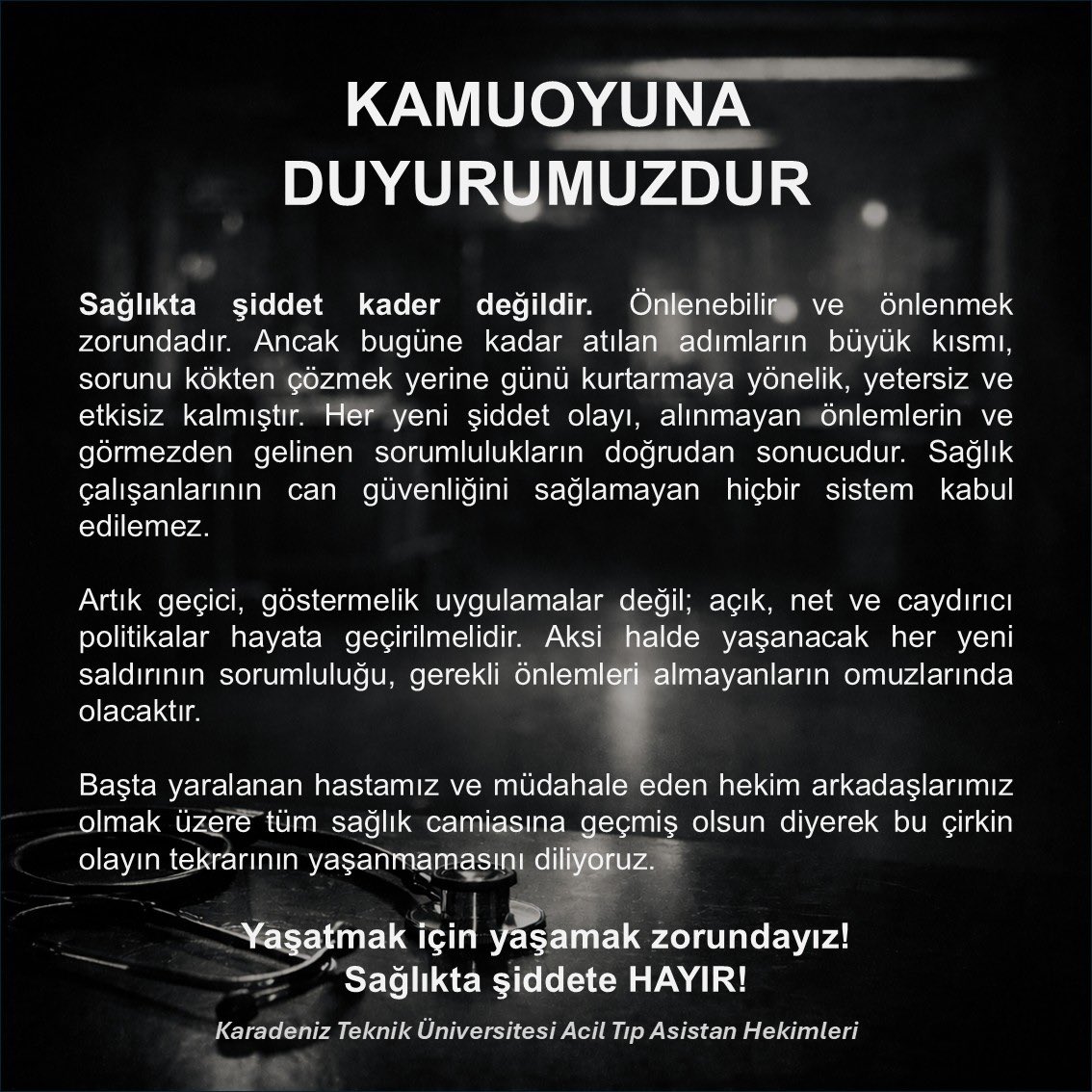 maidenur1313's tweet photo. YAŞATMAK İÇİN YAŞAMAK ZORUNDAYIZ! 
#sağlıktaşiddeteson #sağlıktaşiddetsonaersin https://t.co/Ea93zXedXg