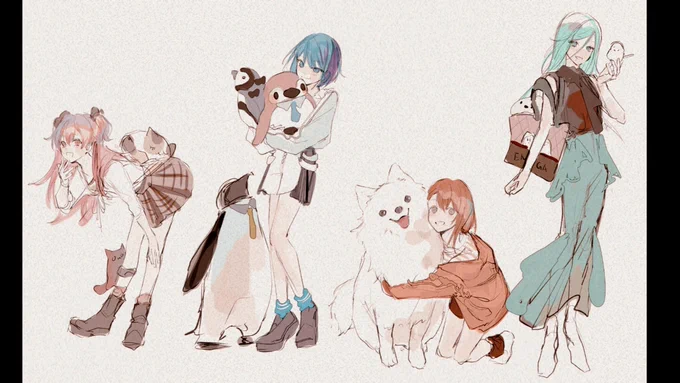 #クリフェス ラフ監修済み アクスタ予定です! 白シャツ+異素材ファッションレオニさんと、動物たちとはしゃぐモアモアジャンさん