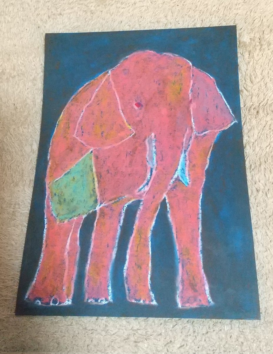 taiki30's tweet image. ファントムゾウサン2026シリーズ続々豚トロしてゆきまするゾウ😉象のふくよかなフォルムを模様における装飾、drawing術式象サン、施し展開してゆきまするゾナウ🌟🌞
#elephant #象 #colorful #色彩 #drawing #画用紙 #画材 #クレヨン #クレパス #絵画 #イラスト #描写 #image #ギャラリー #造形 #絵本