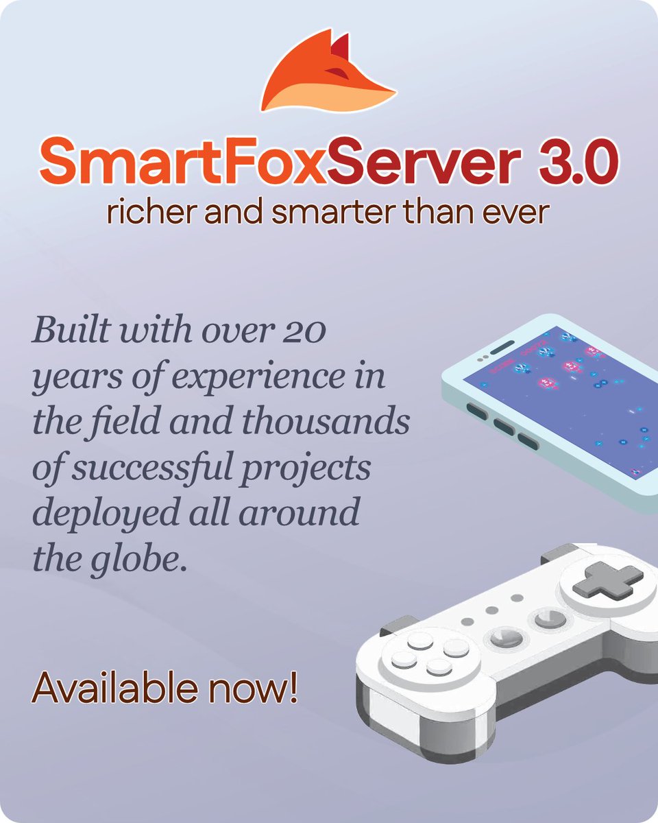Today we’re happy to announce that SmartFoxServer 3.0 beta is available!

For more details on what’s new in SmartFoxServer 3, please see our product page: smartfoxserver.com/products/sfs3