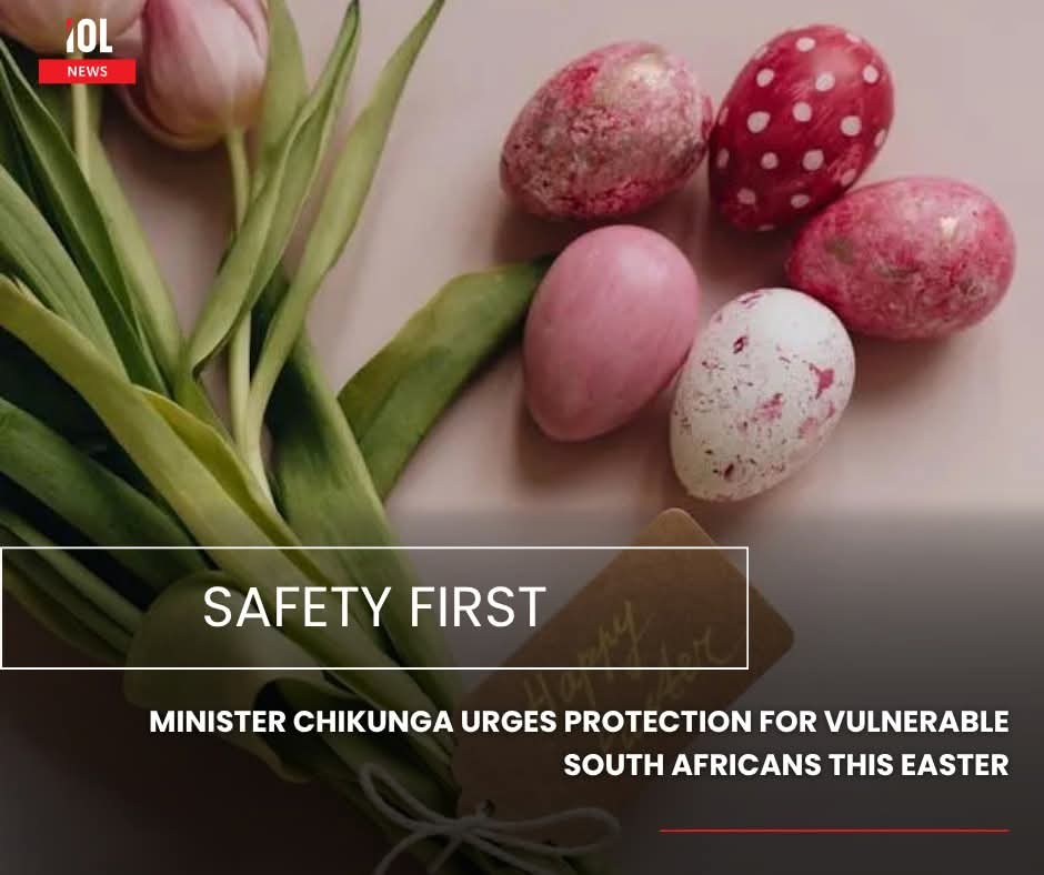 IOL's tweet image. Ahead of Easter, Minister Sindisiwe Chikunga urges South Africans to protect the safety, dignity, and respect of women, youth, and persons with disabilities.
#safety #protect #respect #protectVulnerable #Easter #Chikunga 
Read on tinyurl.com/5m7scy4s