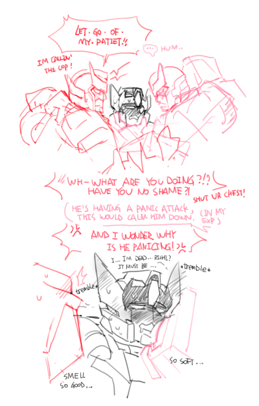 #Dratchet 
DEAD END Drift いますぐ†昇天† combo
Drift × (Ratchet+Ratchet)
Dead End Drift: kids, don't do drugs *his brain is basically mush*
Young Medic: utterly upset &amp; ashamed by the unethical medical practices
Ratchet (taken): "I don't remember the kid being this unstable..."