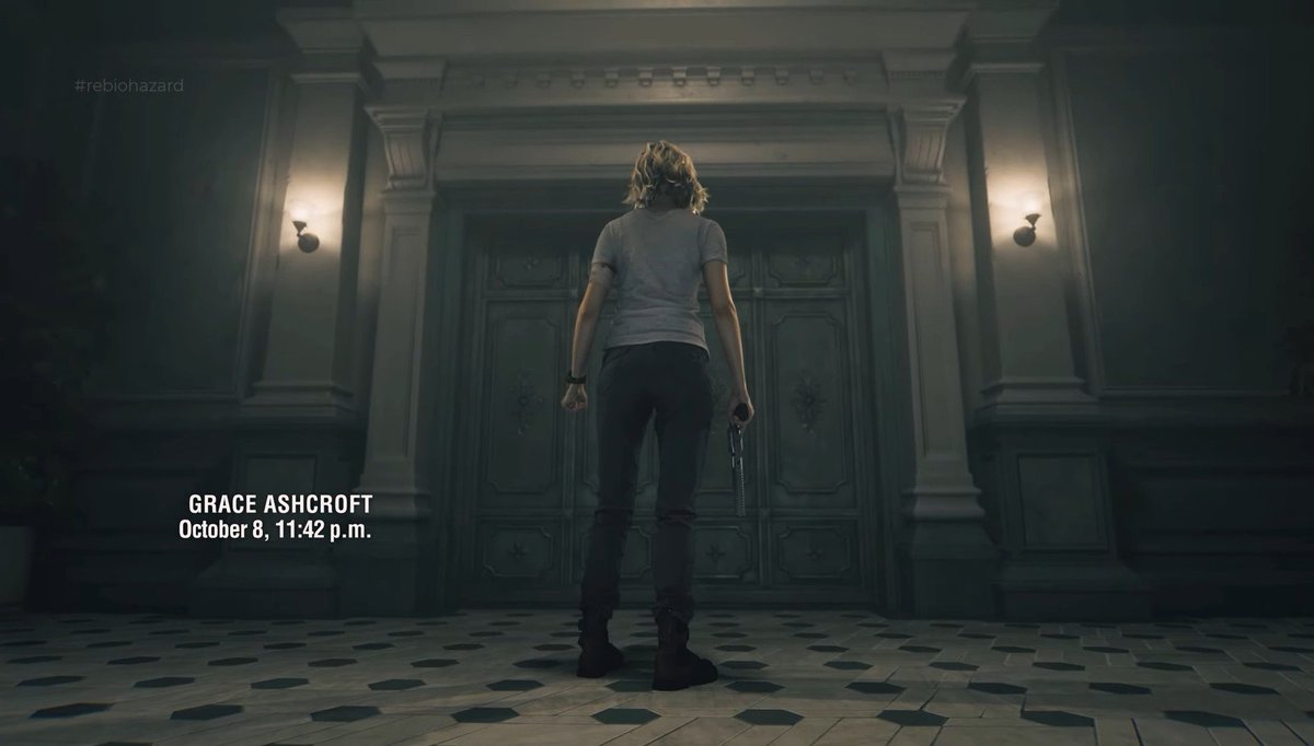 JlylLyth's tweet photo. One of the most subtle details in Requiem’s epilogue scenes is the date. Leon’s call with Grace appears to take place on October 21, based on Grace’s Hamilton watch. Which is roughly two weeks after the main events of the game.
#REBHFun 
1/2 https://t.co/9wbCmoc5up