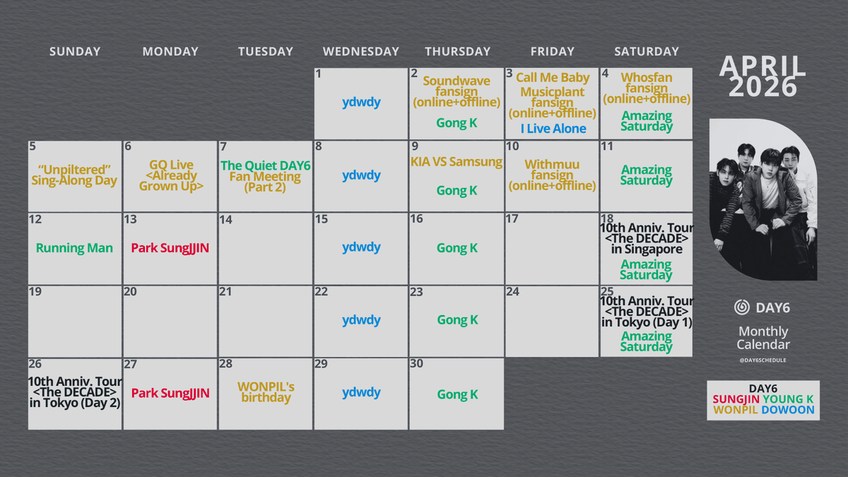 DAY6 SCHEDULE tweet media