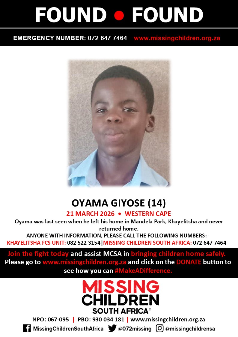 Missing Children SA tweet media