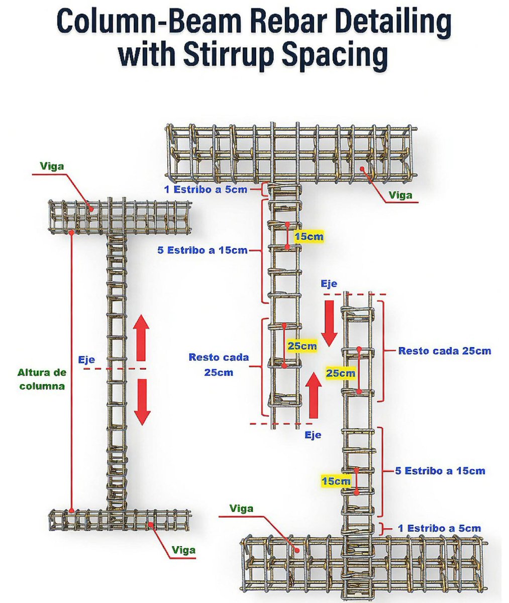 ali_abuhajar's tweet photo. Column Beam Rebar Detailing With Stirrup Spacing
 
#RebarDetailing #StirrupSpacing #BeamColumnJoint #ColumnDesign #BeamReinforcement https://t.co/0ew2hI7c2x