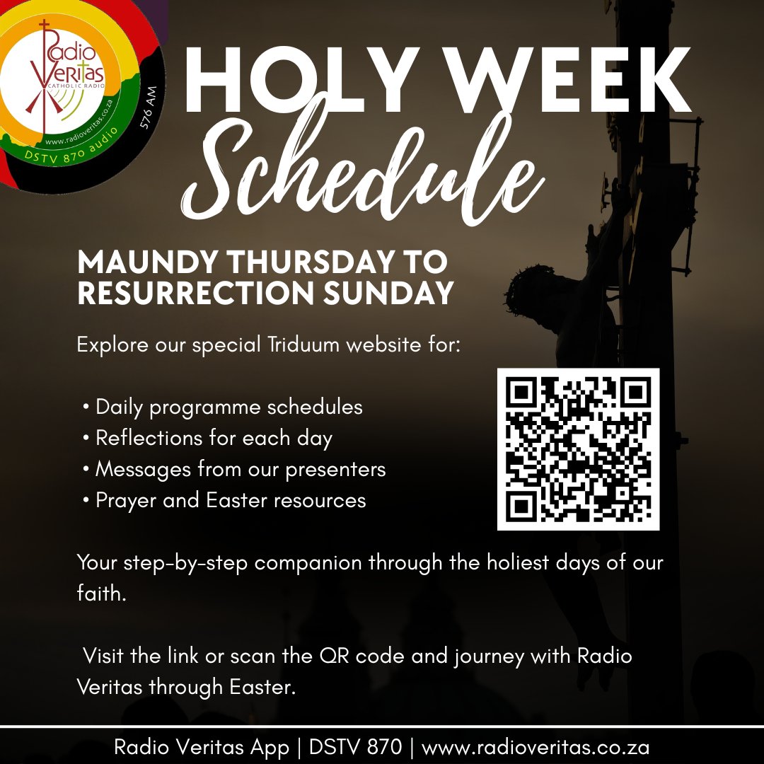 RadioVeritasSA's tweet image. ✝️  Radio Veritas Easter Triduum Guide

Your Companion for Holy Thursday to Easter Sunday

🔗radioveritas.my.canva.site/easter-triduum…

Journey with Radio Veritas through the holiest days of our faith with our Easter Triduum Digital Guide.

#EasterTriduum2026 #RadioVeritasEasterTriduum2026