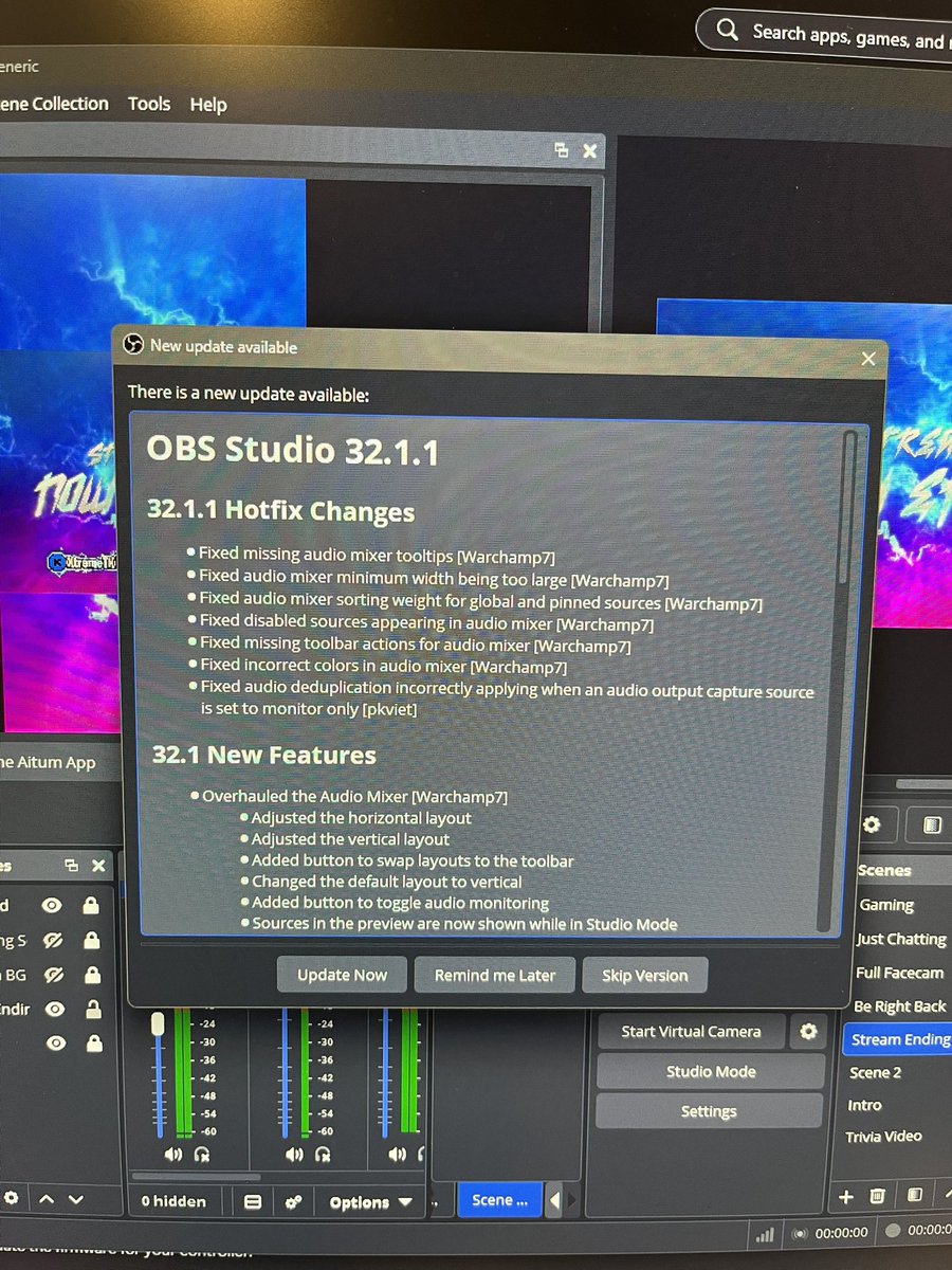 Xtreme_TK's tweet image. Yea, nice try OBS!

I think I’ll wait til I’m done streaming this weekend 🙄 

#OBS #StreamerProblems #trending