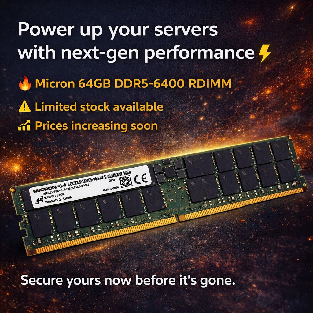 vipera_llc's tweet photo. Power up your servers with next-gen performance ⚡

⚠️ Limited stock available
📈 Prices are expected to increase soon

Don’t wait, secure yours before it’s gone.

#DDR5 #ServerMemory #Micron #DataCenter #ITInfrastructure #UpgradeNow https://t.co/E5Te4tKFRg
