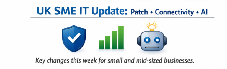 ComtekSolutions's tweet photo. 3 changes hitting UK SMEs this week: 

Patch • Connectivity • AI 

Plus a simple action checklist.
https://t.co/UdJNaNdNgQ https://t.co/Rebr3ifEsH