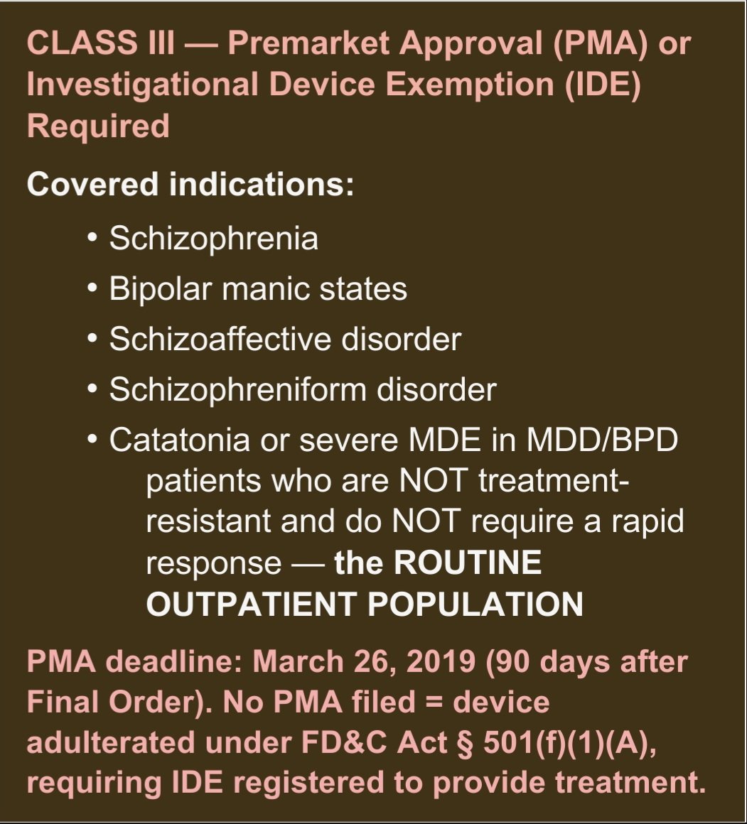 PsychRecovery's tweet photo. In the US, it's quite plausible a large portion of ECT billing is technically fraudulent based on FR Doc. 2018-27809, 83 FR 66103, issued December 26, 2018 since the @US_FDA was "unable to locate" Thymatron's PMA &amp; PDP. @DOGE_HHS #AuditECT @nickshirleyy https://t.co/NbrJgvtORz