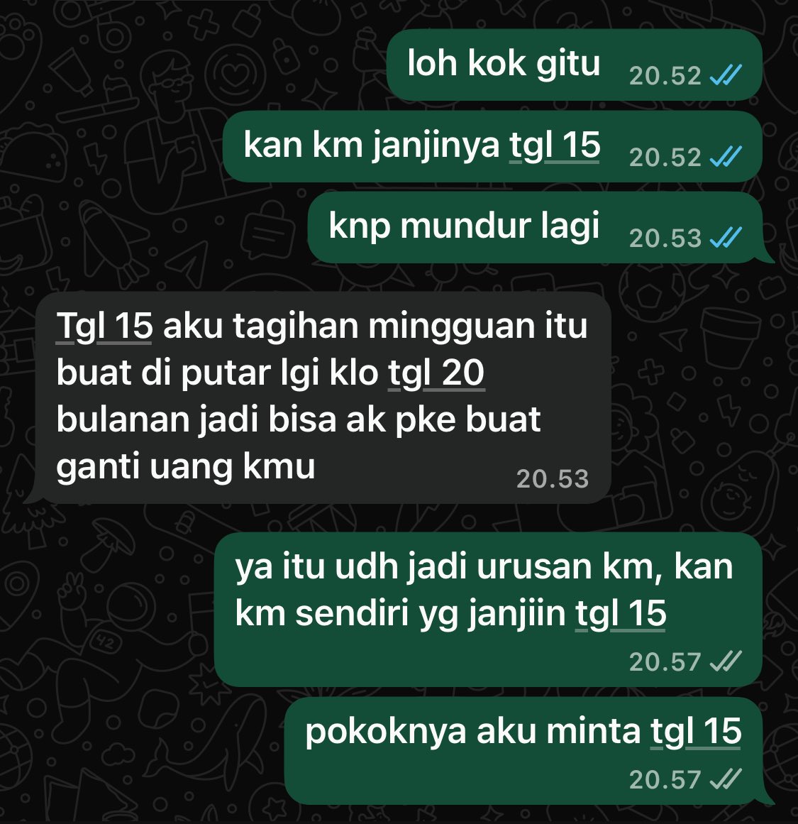 agak kontol ye emang orang minjem duit tuh, udh disabar2in ampe jadinya bayar nyicil eh mundur2 mulu dari janjinya tai