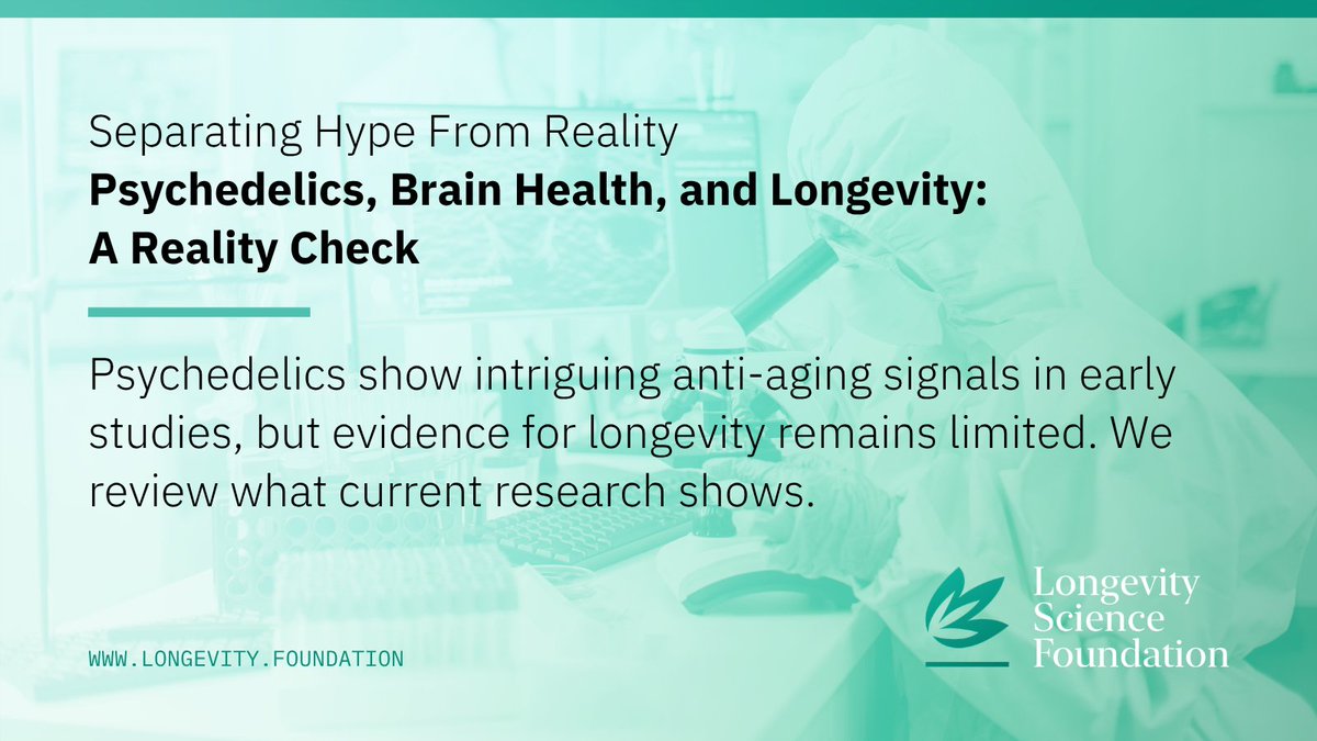 longescience's tweet image. Psychedelics show intriguing anti #aging signals in lab studies, but clinical evidence for #longevity is lacking. We break down what the science shows, and where claims go too far: 

longevity.foundation/tpost/vaht8mvv…

#healthspan #psychedelics