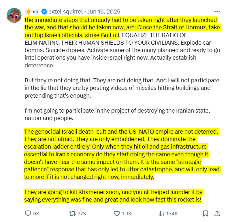 some pseudo-radical idiots are replying to this thread as if it some epic own when everything I said in it has actually happened, because they're either fucking morons who lack basic reading comprehension and knowledge of Iranian politics, or didn't bother reading beyond the