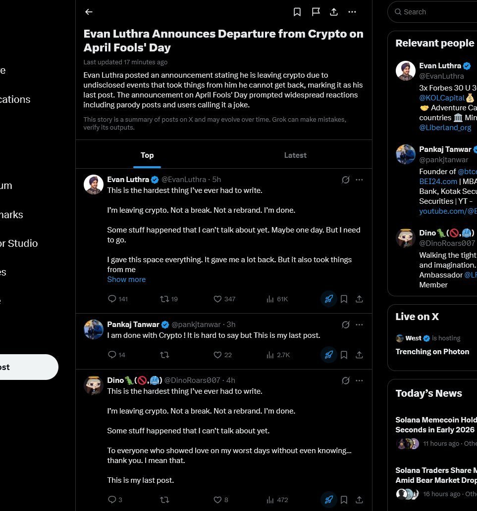 stacy1OOX's tweet photo. The newest Crypto April Fools meme template has just released   

"I'm leaving crypto, I'm Done"  

Trending on x right now: https://t.co/aSyVLFOsLG https://t.co/AEEFmiCIKZ