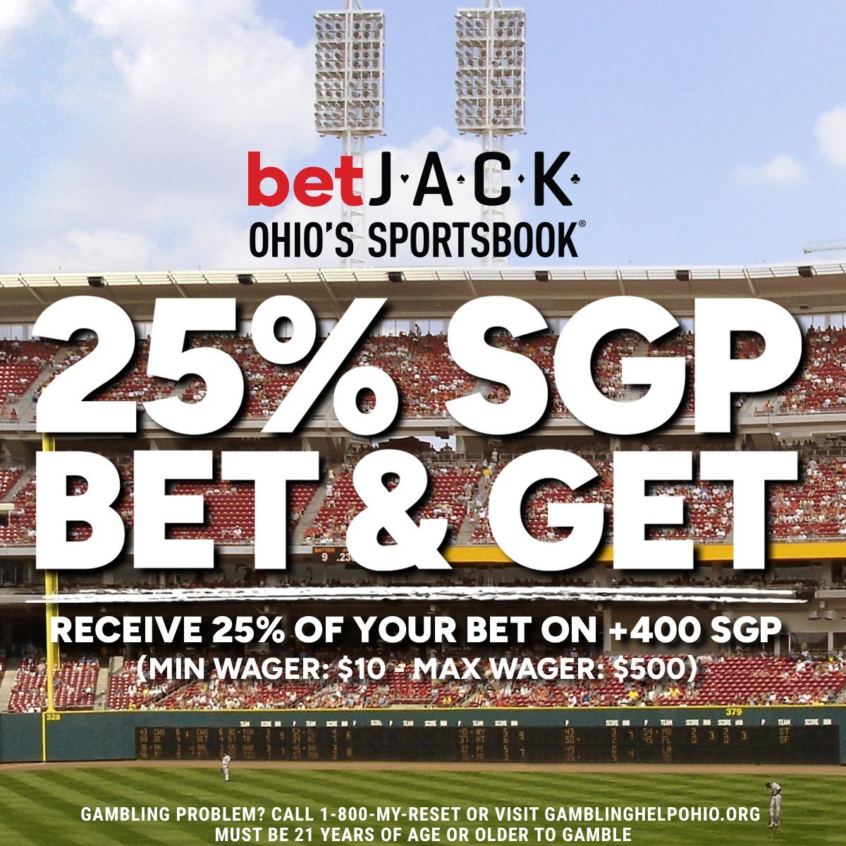betJACK's tweet image. ⚾️ Place a wager on an MLB Same Game Parlay and get 25% of your stake back in bonus bets, win or lose. 💸 

Opt-in required. Available in-app now! 

#Promotion | #Bonus | #Ohio | #Sportsbook