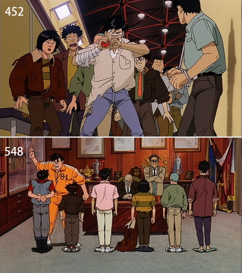 Chom2Start's tweet image. 上段C452の『自由革命万歳』男と、下段C548 の指導体育教師は同じCVで二又一成さん。
私的に印象的なCVはゴールドライタンです。

#AKIRA　
＃二又一成