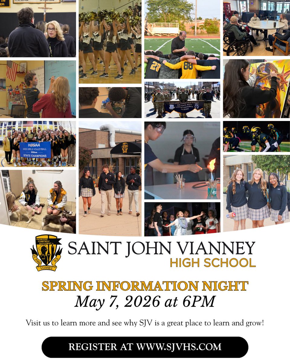 SJVHS's tweet photo. Are you in 6th or 7th grade? Come visit Saint John Vianney High School! This event is designed especially for you to get a head start on the high school admissions process. We also welcome 8th graders and transfer students.

Sign up at link in bio https://t.co/9YarOb887t