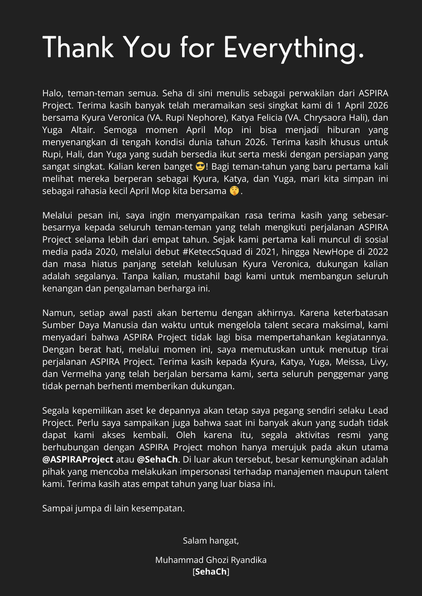 Thank You for Eveything.

#ASPIRAProject