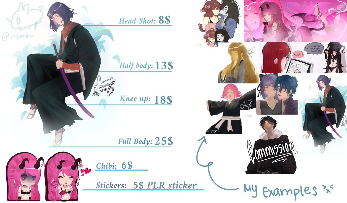 umemogari's tweet photo. Hi guys!! (^.^) my commissions are open for those who may be looking for artists to commission.. Im trying to gather funds for my athletics and tuition fee payment to help my parents! Your support is appreciated!

Carrd: https://t.co/fOrrjCyKw2

Portfolio: https://t.co/4PQfQHepWW https://t.co/C6ySceq911