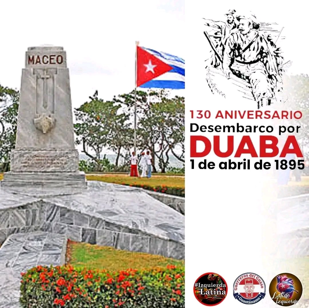 1 de Abril se  conmemora   131 años del desembarco de Antonio Maceo y Flor Crombet por Playa Duaba en Baracoa.
#CubaViveEnSuHistoria