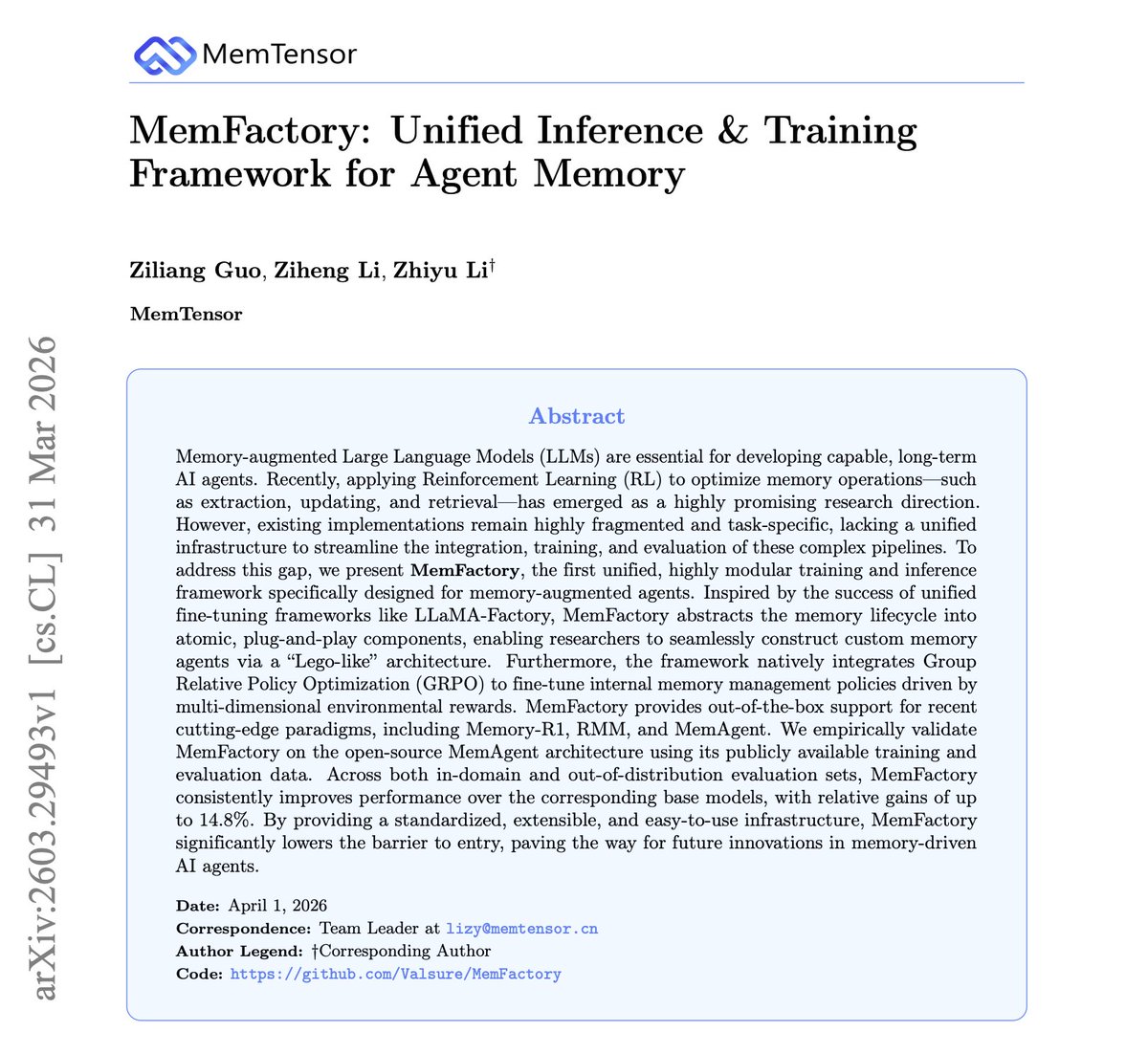 // Unified Inference and Training Framework for Agent Memory // Most ...
