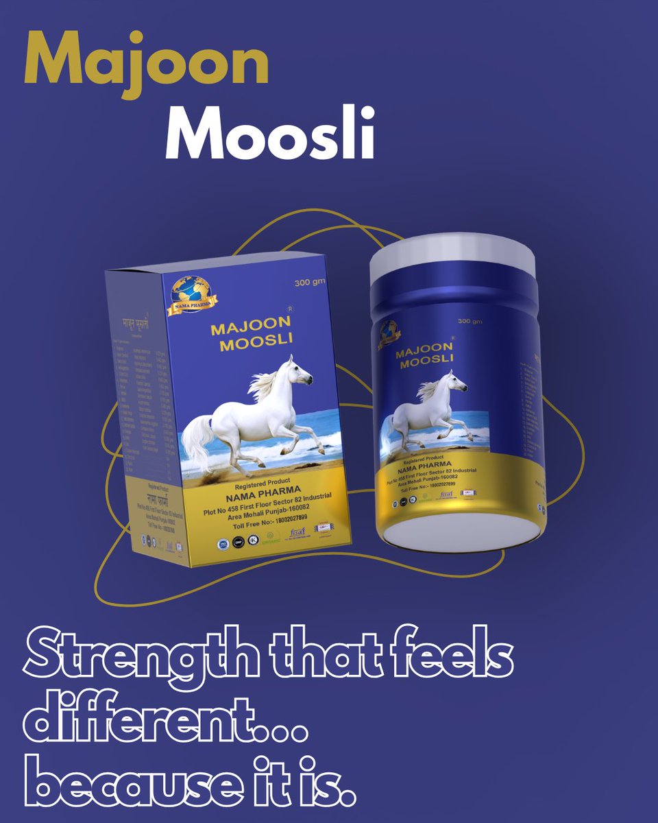 NamaPharma's tweet image. Different feel.
Stronger you.
Majoon Moosli.

Now Available on Amazon, Flipkart, Tata 1mg &amp;amp; JioMart.

#MajoonMoosli #NaturalStrength #energybooster #herbalpower #feelthedifference