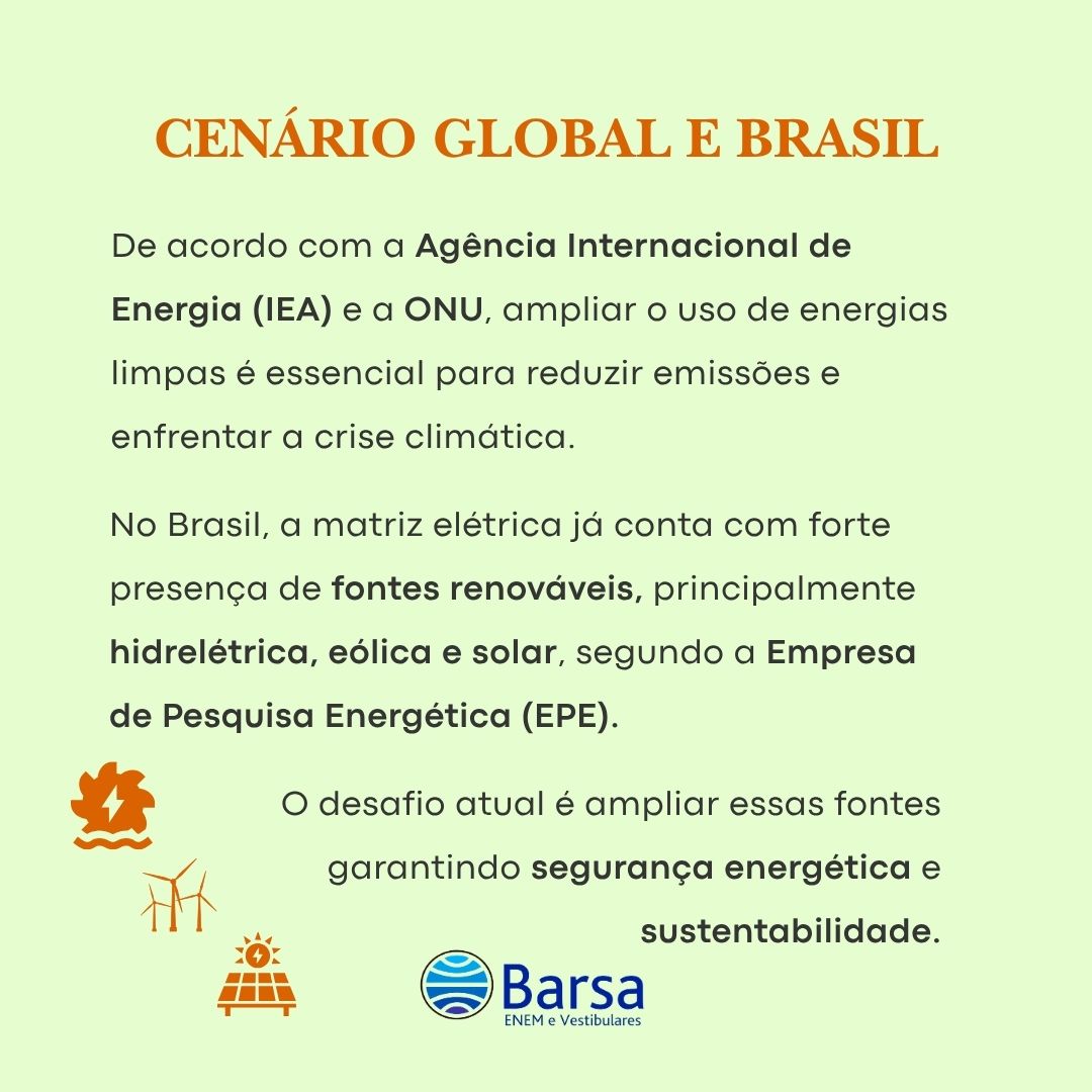 Barsa_ofc's tweet photo. A crise climática e a transição energética estão entre os temas mais debatidos no mundo atualmente. Entender seus desafios e impactos amplia o repertório para provas e discussões sobre desenvolvimento sustentável.
#Enem2026 #BarsaNaRede #CriseClimática #Barsa https://t.co/tA0nY02G8l