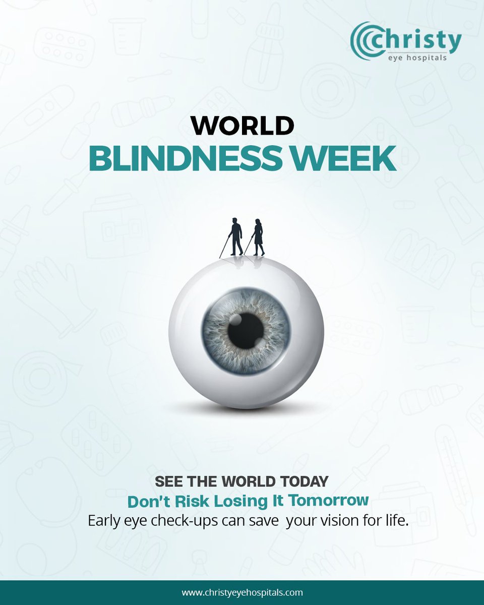 christyeyehos's tweet image. 👁️ World Blindness Week

See Today. Protect Tomorrow

Blindness often doesn’t happen suddenly —
it develops silently over time.

Don’t wait for symptoms to appear

👁️ Regular eye check-ups can save your vision

#WorldBlindnessWeek #PreventBlindness #EyeHealthAwareness #VisionCare
