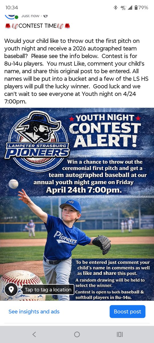 Head over to our Facebook page to enter your child to throw out the first pitch.