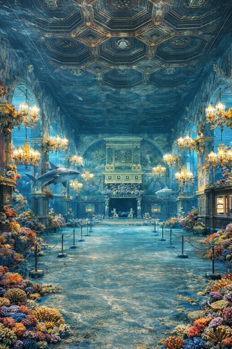 CFontainebleau's tweet image. 🔵 𝗙𝗼𝗻𝘁𝗮𝗶𝗻𝗲𝗯𝗹𝗲𝗮𝘂 𝘀𝗼𝘂𝘀 𝗹𝗲𝘀 𝗺𝗲𝗿𝘀…  🌊
Le Château de #Fontainebleau a décidé de partir explorer les profondeurs ! Vous aimez ? 🐋

À l’occasion du 1er avril, les galeries et pièces emblématiques semblent avoir glissé dans un autre monde… #1erAvril