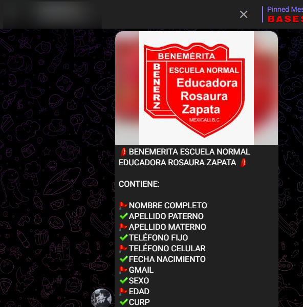 victor_ruiz's tweet photo. ⚠️🇲🇽Alerta: Se reporta la filtración de una base de datos en formato CSV (48 KB) correspondiente a la Benemérita Escuela Normal Educadora Rosaura Zapata, institución de educación superior dedicada a la formación de docentes y ubicada en Mexicali, Baja California. https://t.co/1hDygfk97T