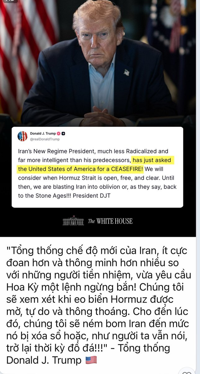 Ngài Tổng thống Trump lại đang tung đòn gió gì đây? 
Lời đe doạ về thời kỳ đồ đá nghe quen quen tai. 😎