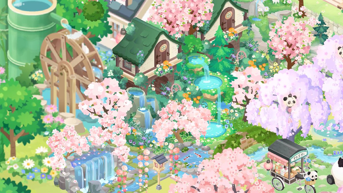 horn2_pl's tweet photo. 桜満開パンダのお庭
#ピグライフふしぎな街の素敵なお庭 https://t.co/lemQkyRi70
